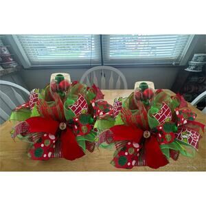 Green Monster Grinch Candle Holder Centerpiece, Candy Jar End Table Decor